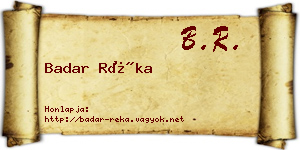 Badar Réka névjegykártya